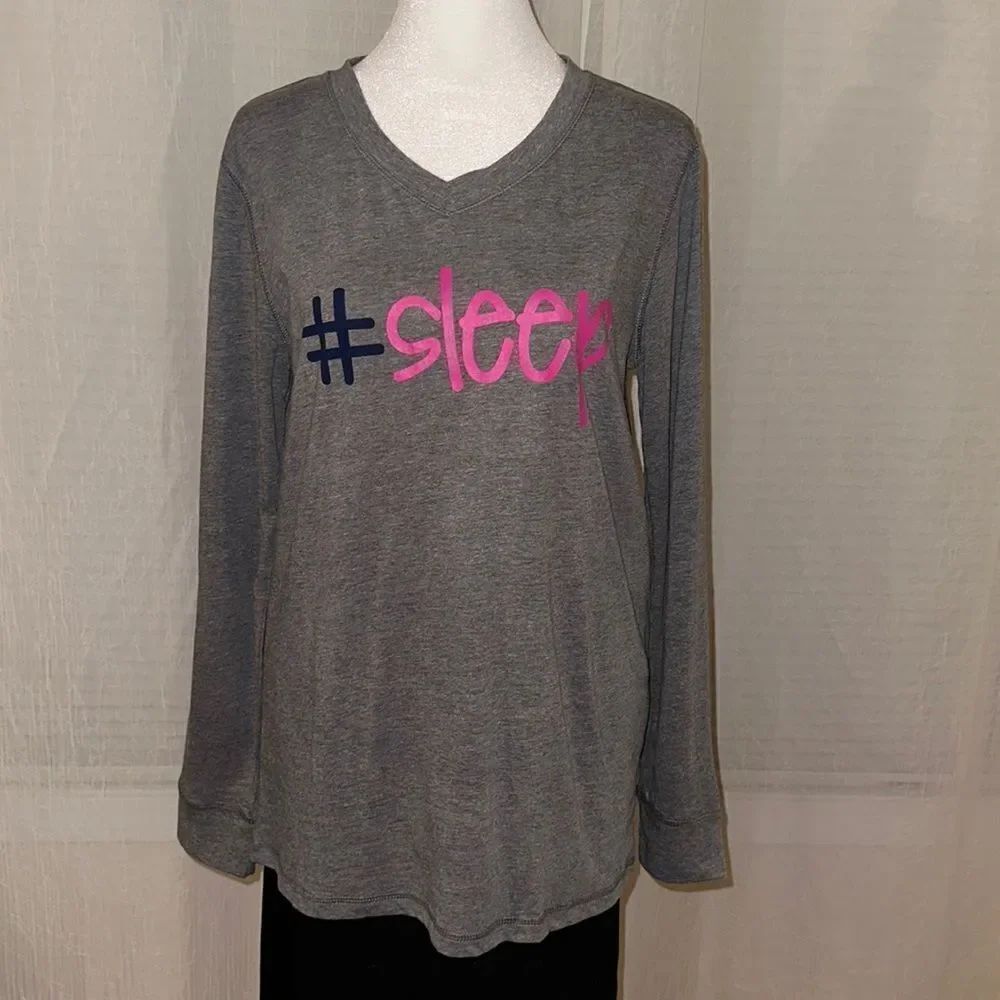 Joe Boxer L Gray Pink Navy #sleep Long Sleeve V-Neck Cotton Blend PJ Lounge Top
